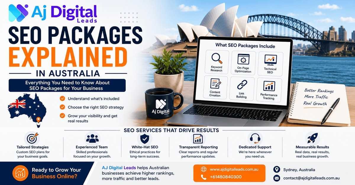 SEO Packages Explained in Australia (2026 Guide by Aj Digital Leads)
